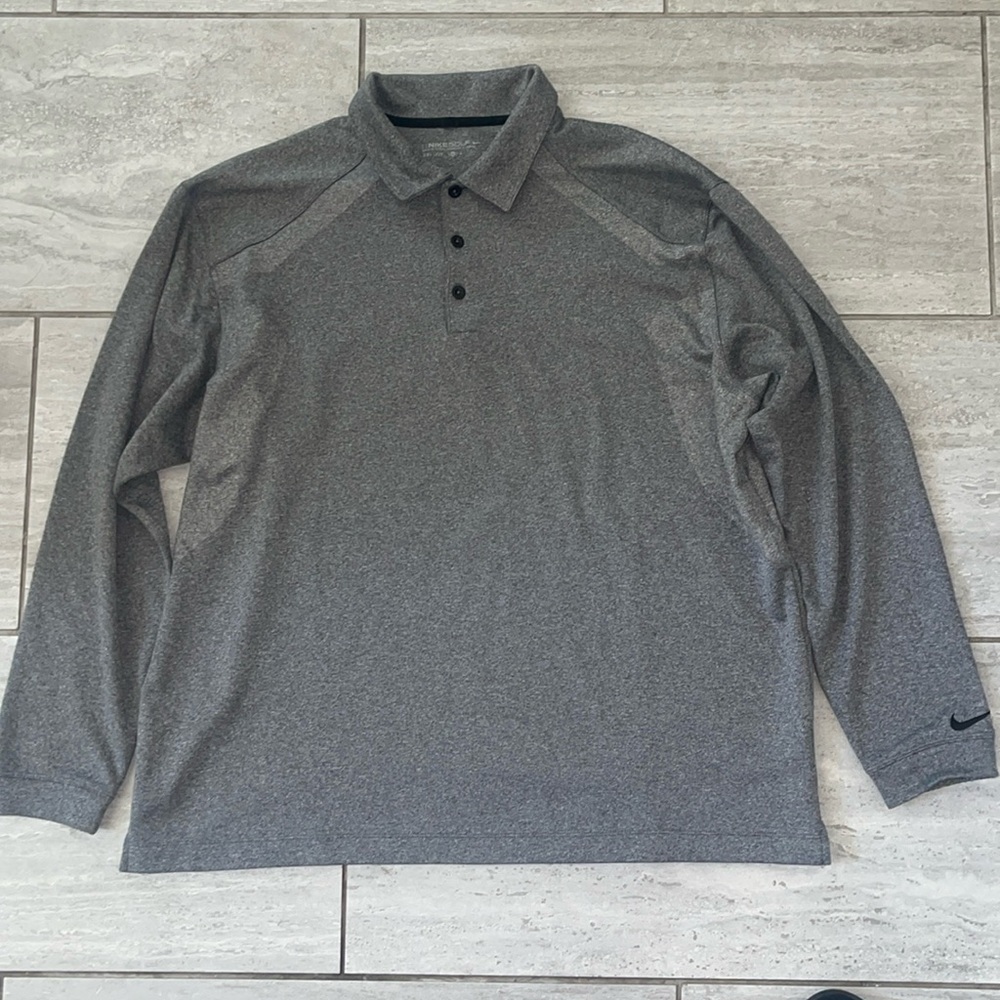 EUC Nike Dri-Fit Long Sleeve Grey Golf Polo Shirt